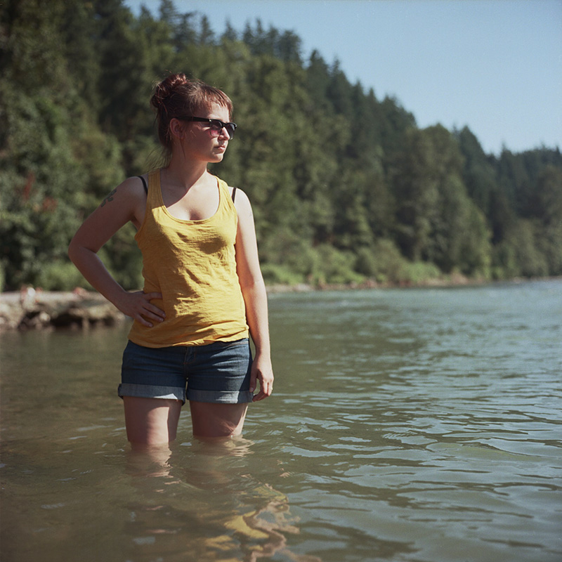 Portland Film Photographer - Rolleiflex self-portrait on the Sandy River