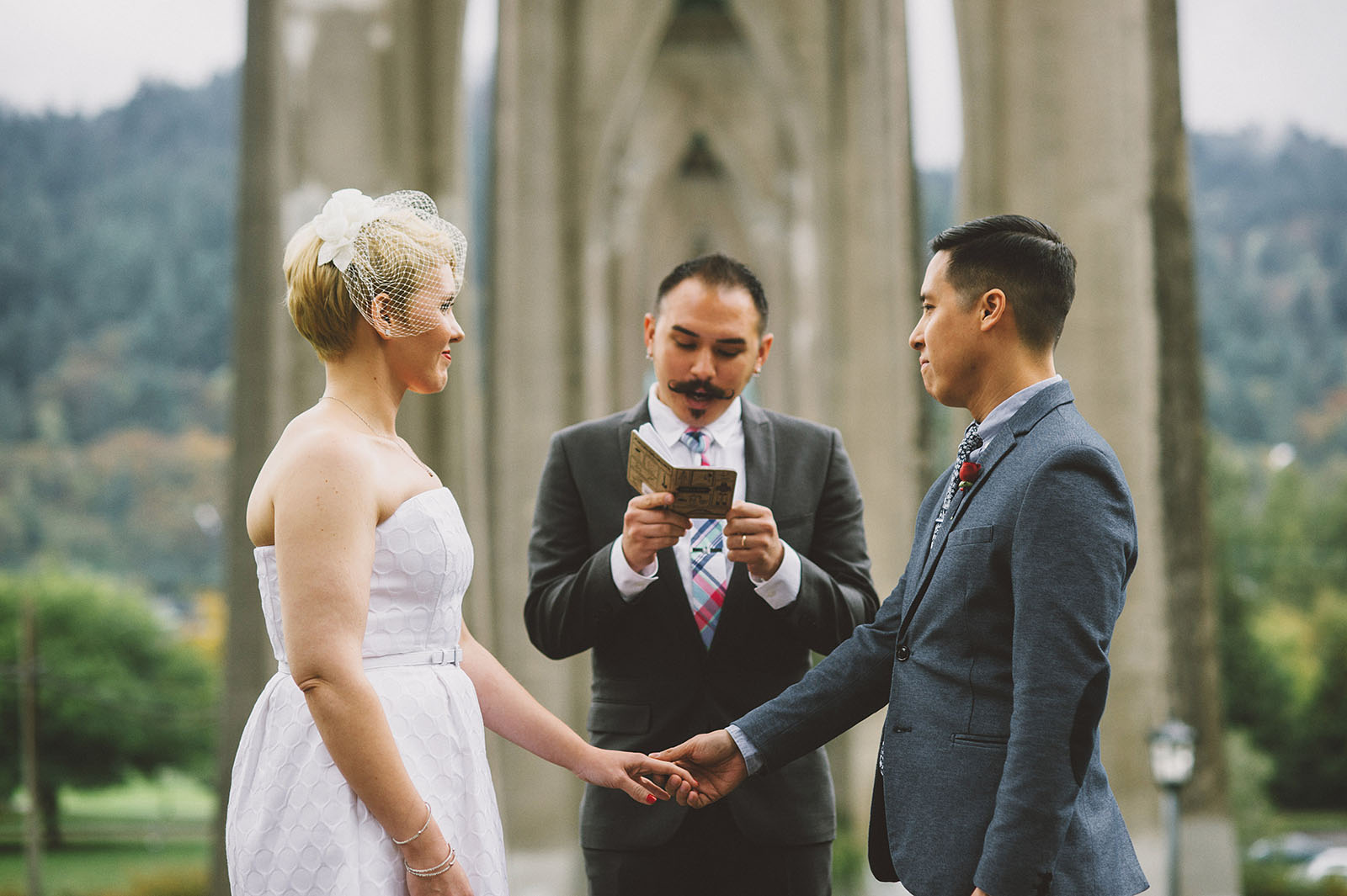 Wedding ceremony in Cathedral Park | Portland Oregon Elopement