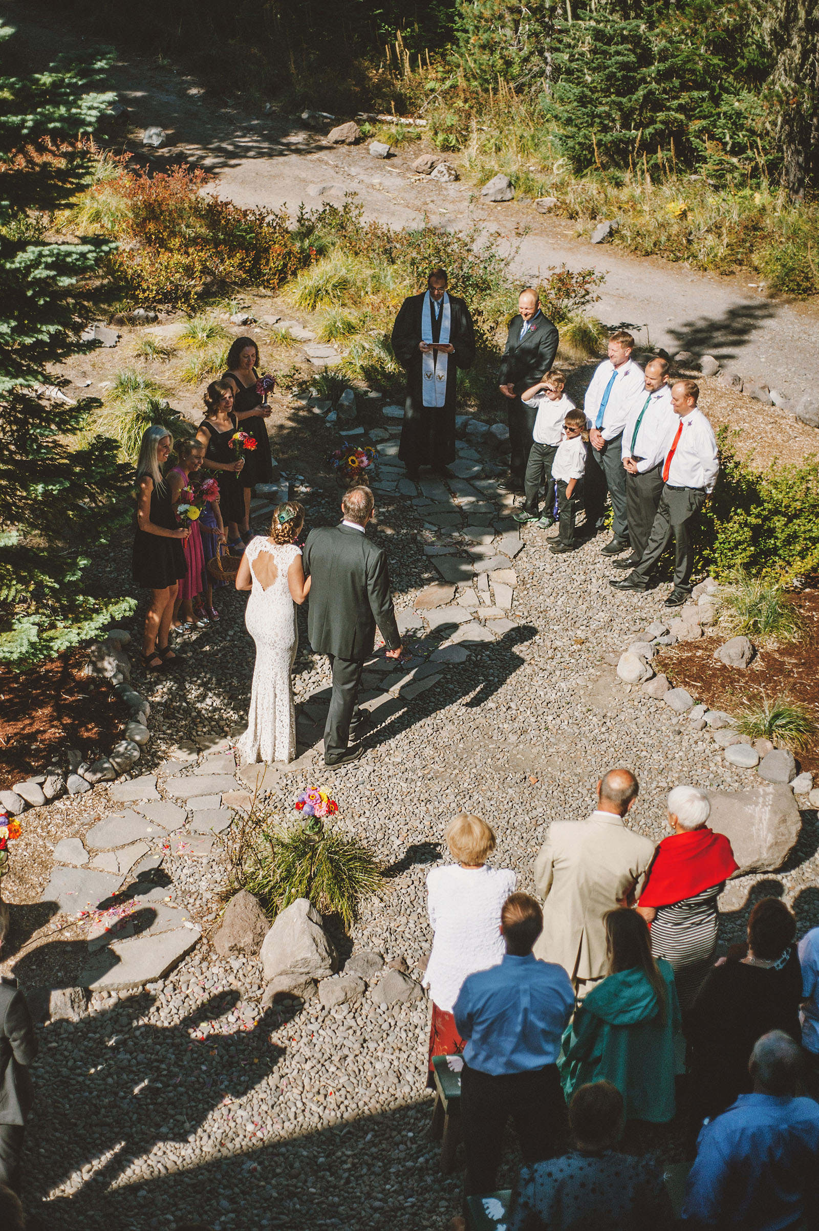 Bird's eye view of the ceremony | Mazama Lodge Wedding