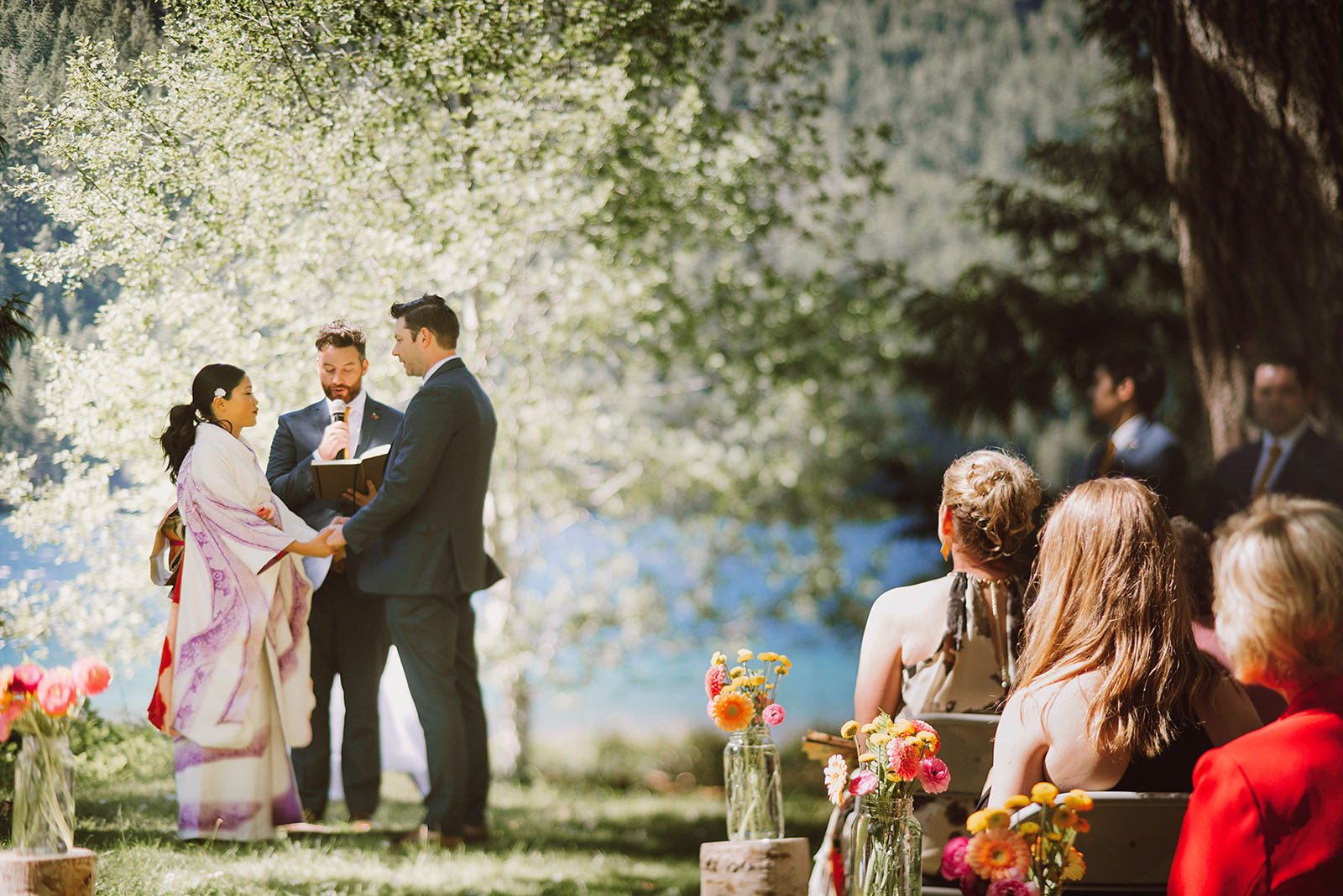 Freelens ceremony shot on the waterfront | Olympic National Park Wedding