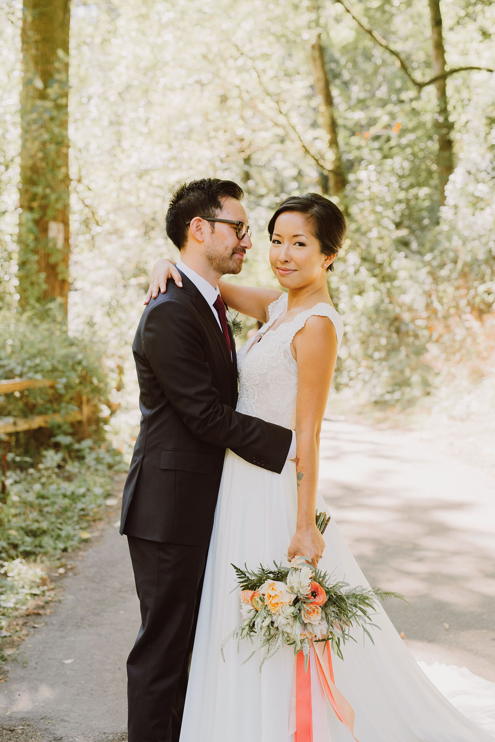 Portrait of bride and groom in Macleay Park | Portland Castaway Wedding