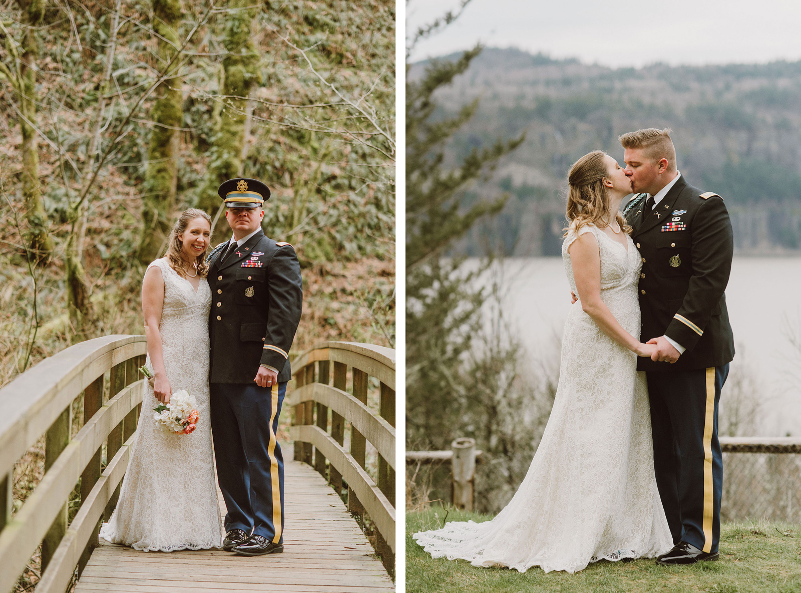 Portraits of Bride and Groom on the hiking trail | Bridal Veil Elopement Photographer