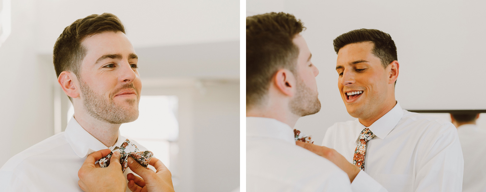 Grooms helping each other with their ties - Foreign Cinema Wedding