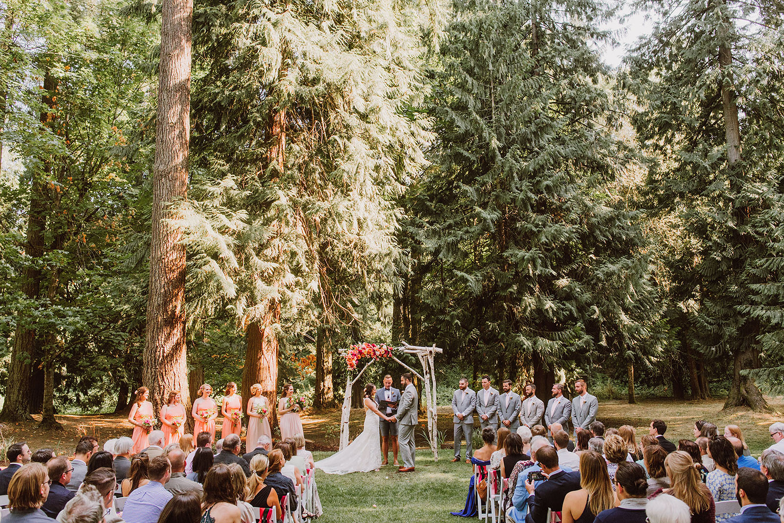 An outdoor Cedarville Lodge Wedding ceremony in Gresham, OR