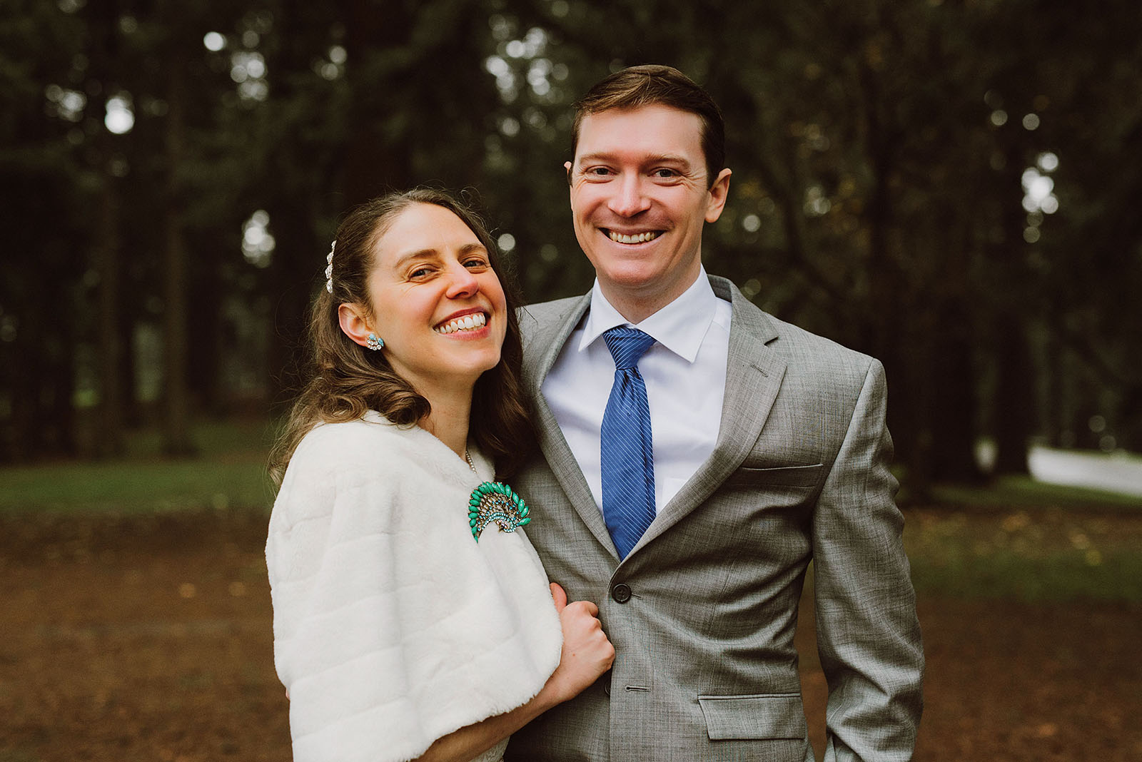 Portraits of Bride and Groom at Mt. Tabor Park